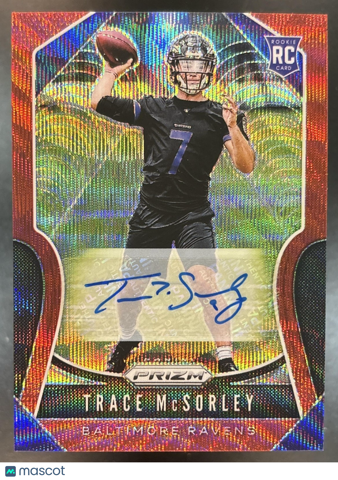 2019 Panini Prizm Trace McSorley Auto Red Wave /149 #309 RC Baltimore Ravens