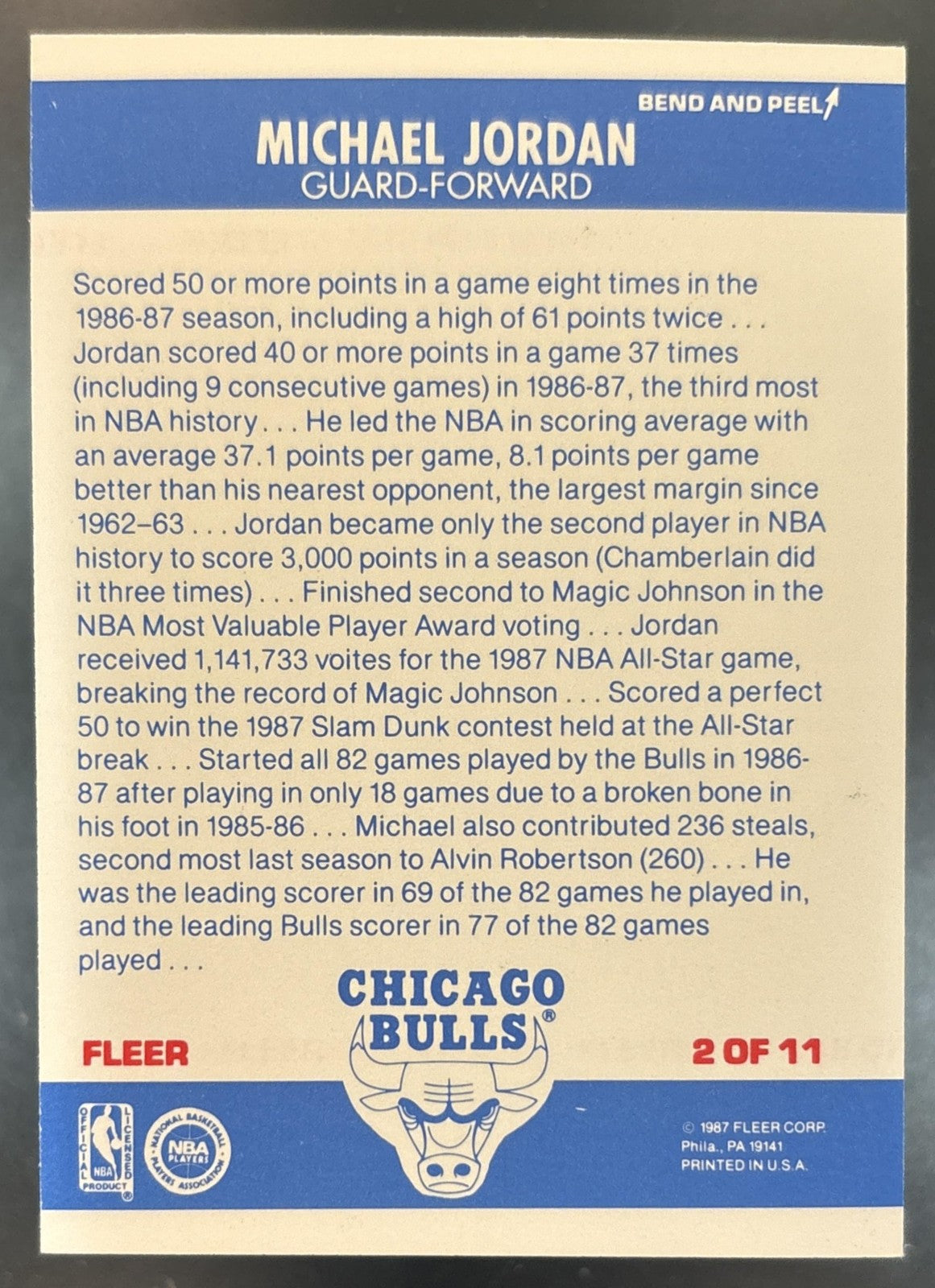 1987-88 Fleer Michael Jordan Stickers #2 Chicago Bulls