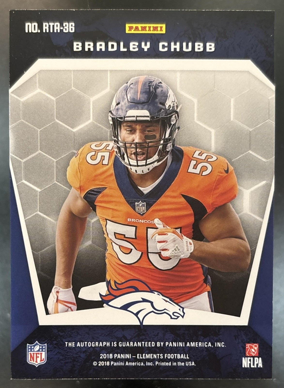 2018 Panini Elements Bradley Chubb Rookie Titanium Auto Copper /350 RC Broncos