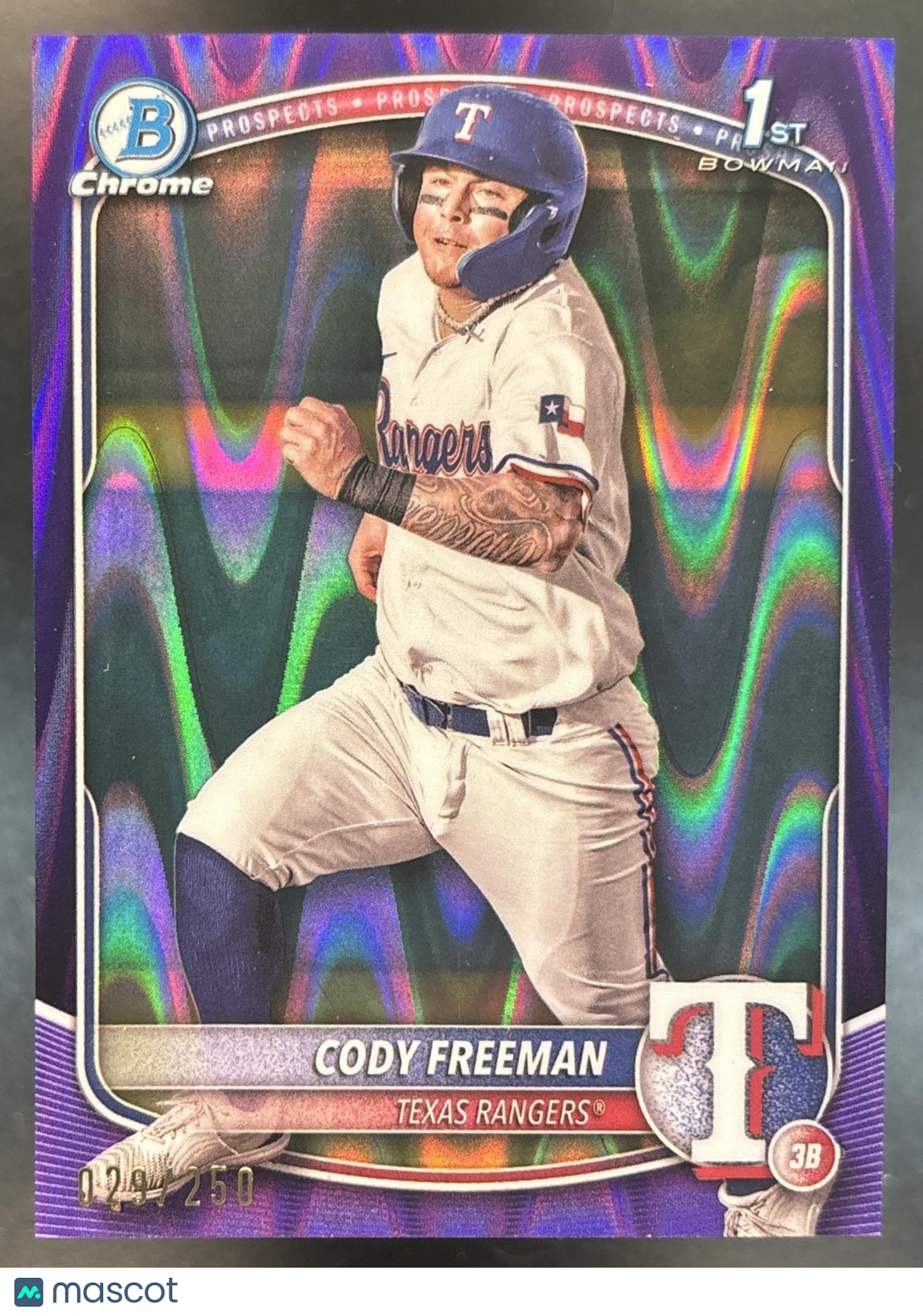 2025 Bowman Cody Freeman Chrome Purple Raywave /250 #BCP-112 1st Prospect