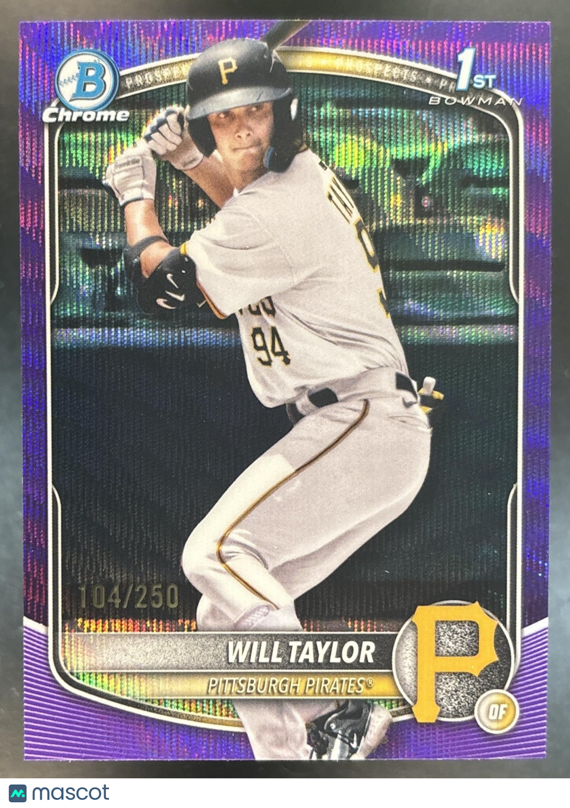 2025 Bowman Chrome Will Taylor Purple Wave /250 #BCP-179 1st Prospect Pirates