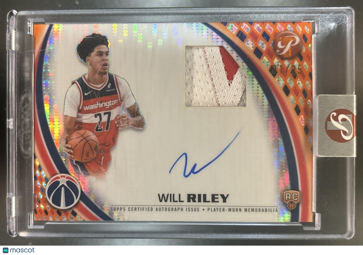 2025-26 Topps Pristine Will Riley Pieces Auto Relics Orange /25 MEM RC Wizards