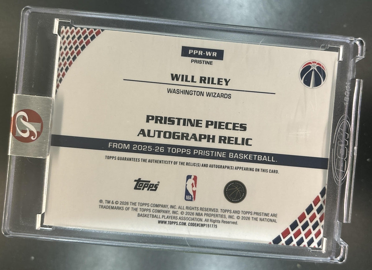 2025-26 Topps Pristine Will Riley Pieces Auto Relics Orange /25 MEM RC Wizards