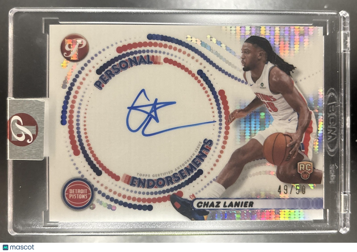 2025-26 Topps Pristine Chaz Lanier Personal Endorsements Auto /50 RC Pistons