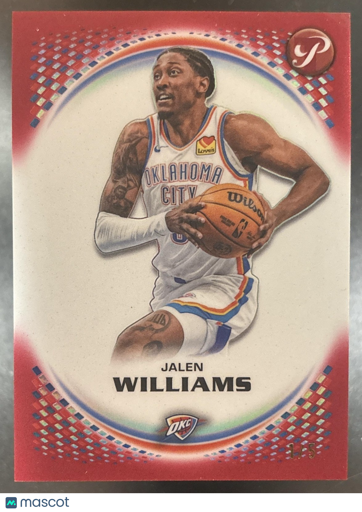 2025-26 Topps Pristine Jalen Williams Red Refractor /5 #63 Oklahoma City Thunder