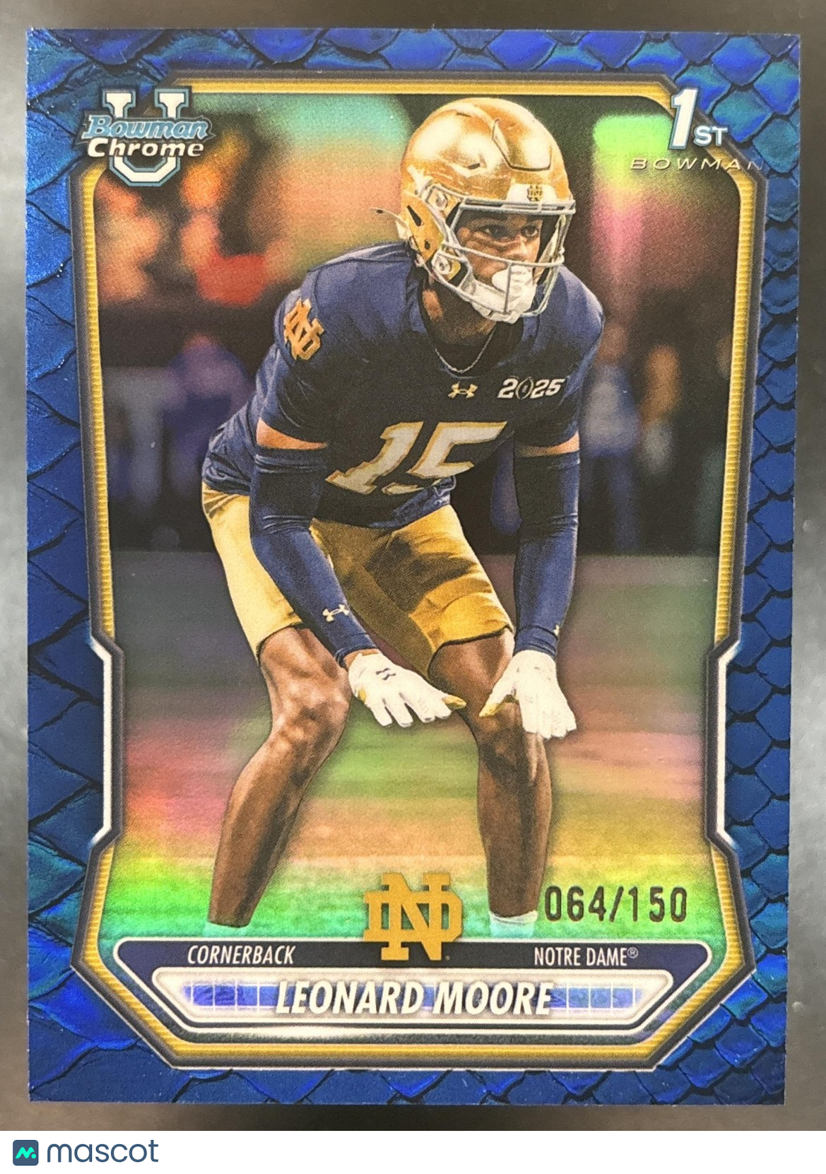 2026 Bowman Leonard Moore Chrome Blue Reptilian /150 #BCP-112 1st Prospect
