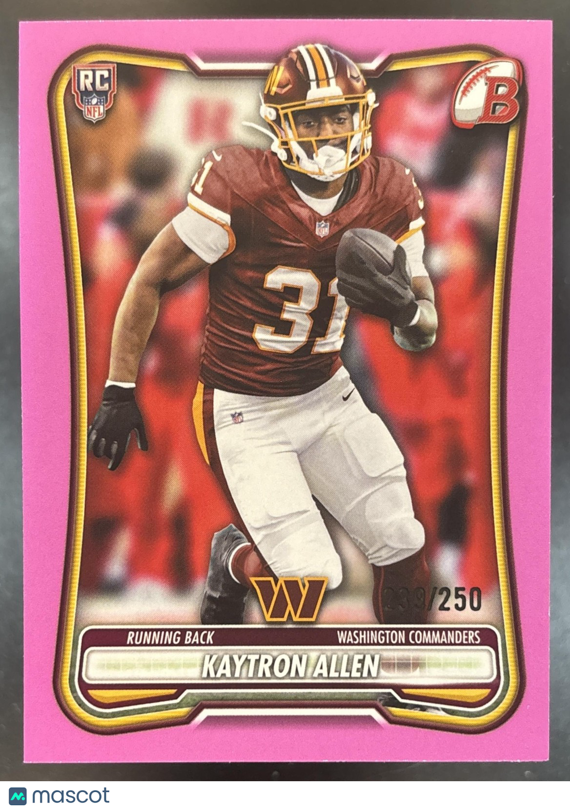 2026 Bowman Kaytron Allen NFL Pink /250 #115 RC Washington Commanders