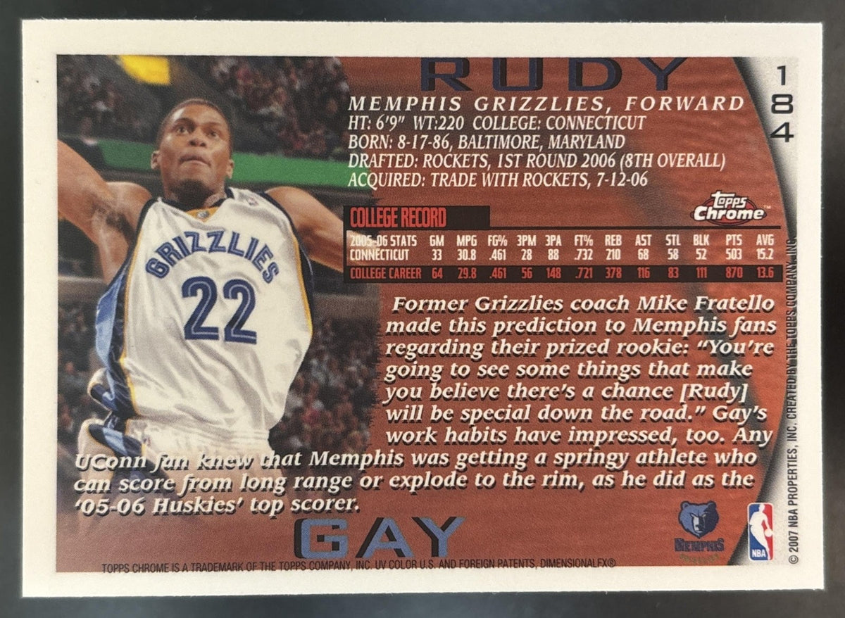 2006-07 Topps Chrome Rudy Gay 1996 97 Variations #184 RC Memphis Grizzlies