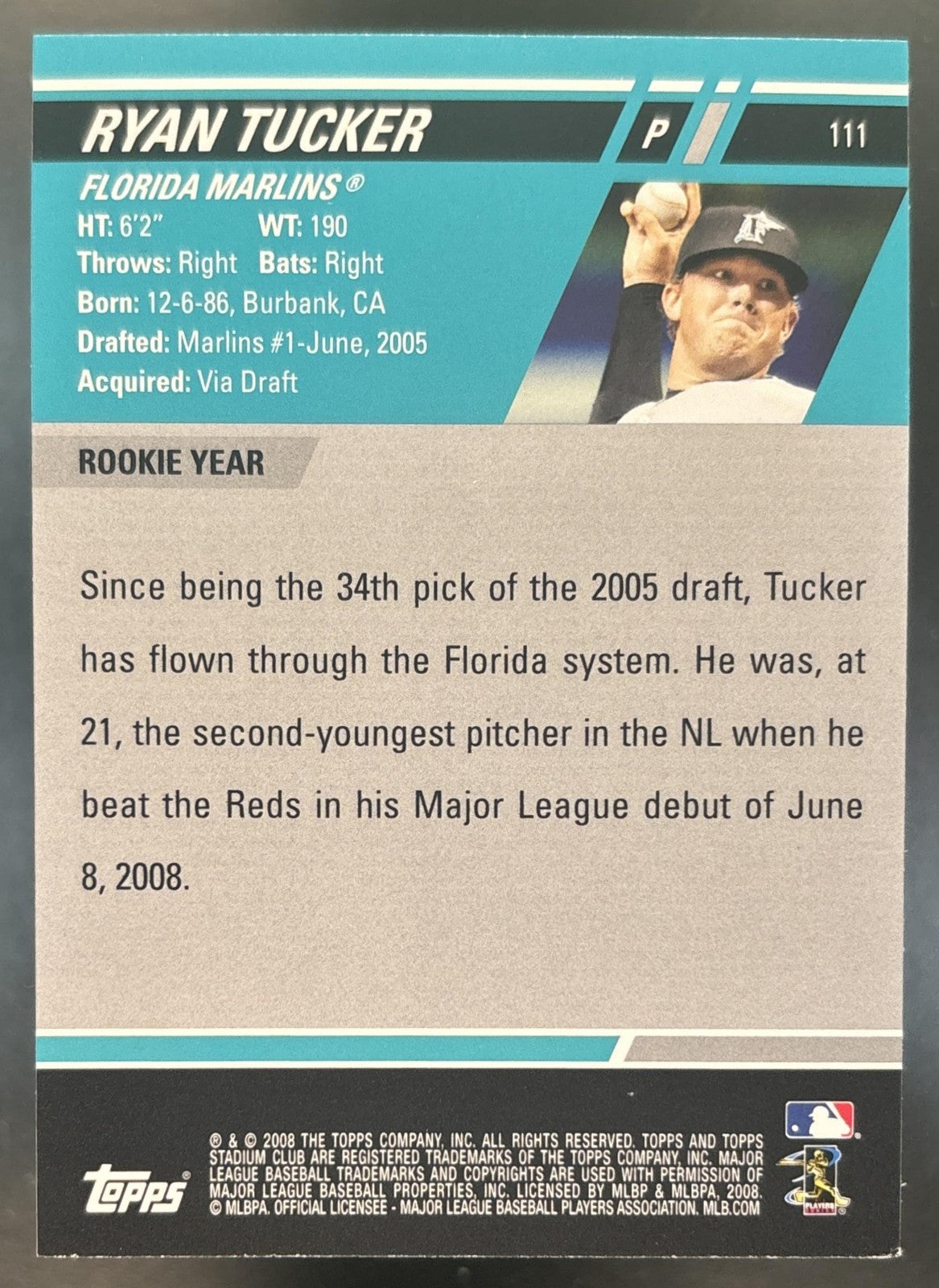 2008 Topps Stadium Club Ryan Tucker First Day Issue Retail #111 Florida Marlins