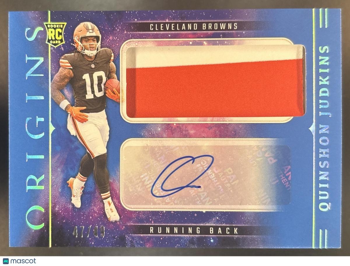 2025 Panini Origins Quinshon Judkins Jumbo Jersey Auto Blue /49 RC Browns