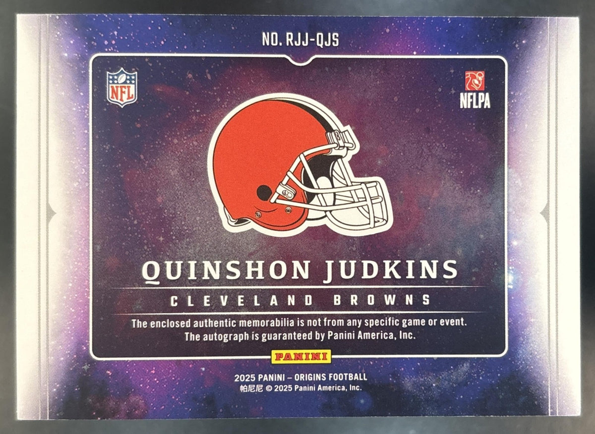 2025 Panini Origins Quinshon Judkins Jumbo Jersey Auto Blue /49 RC Browns