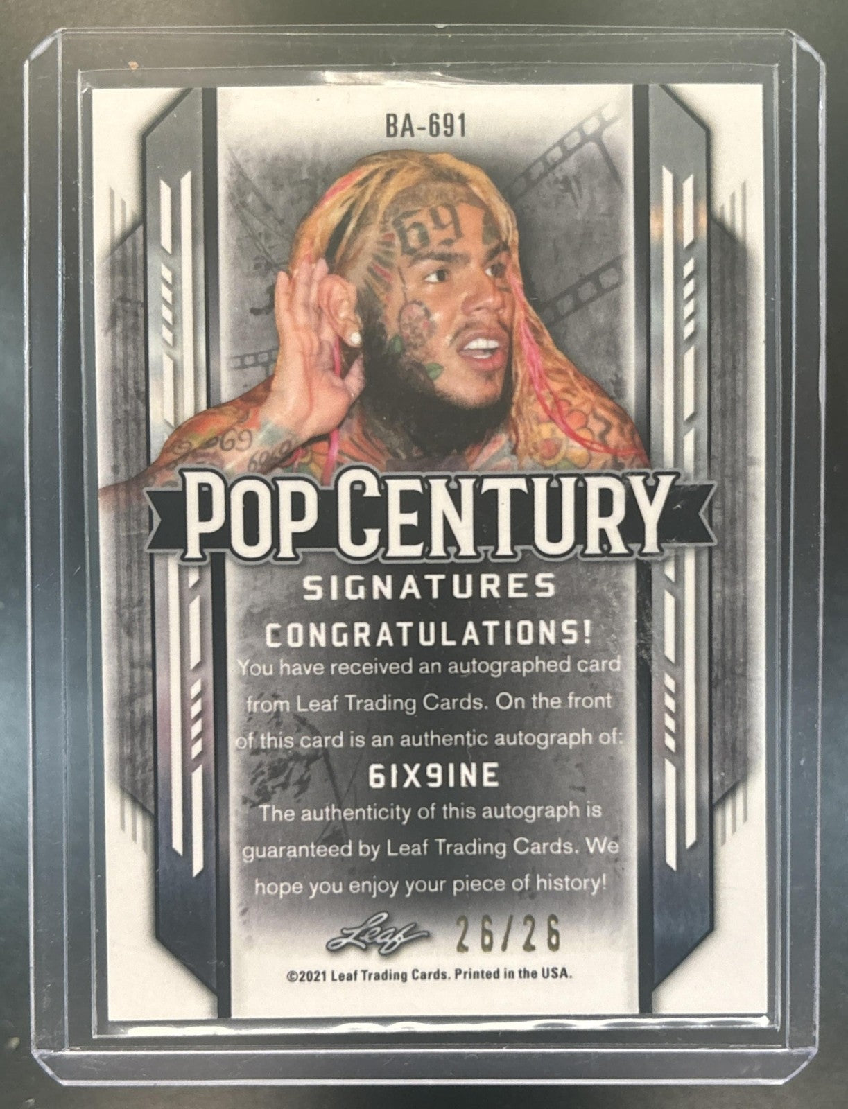 2021 Leaf Metal Pop Century 6ix9ine Auto 26/26 #Tekashi69 #Daniel Hern