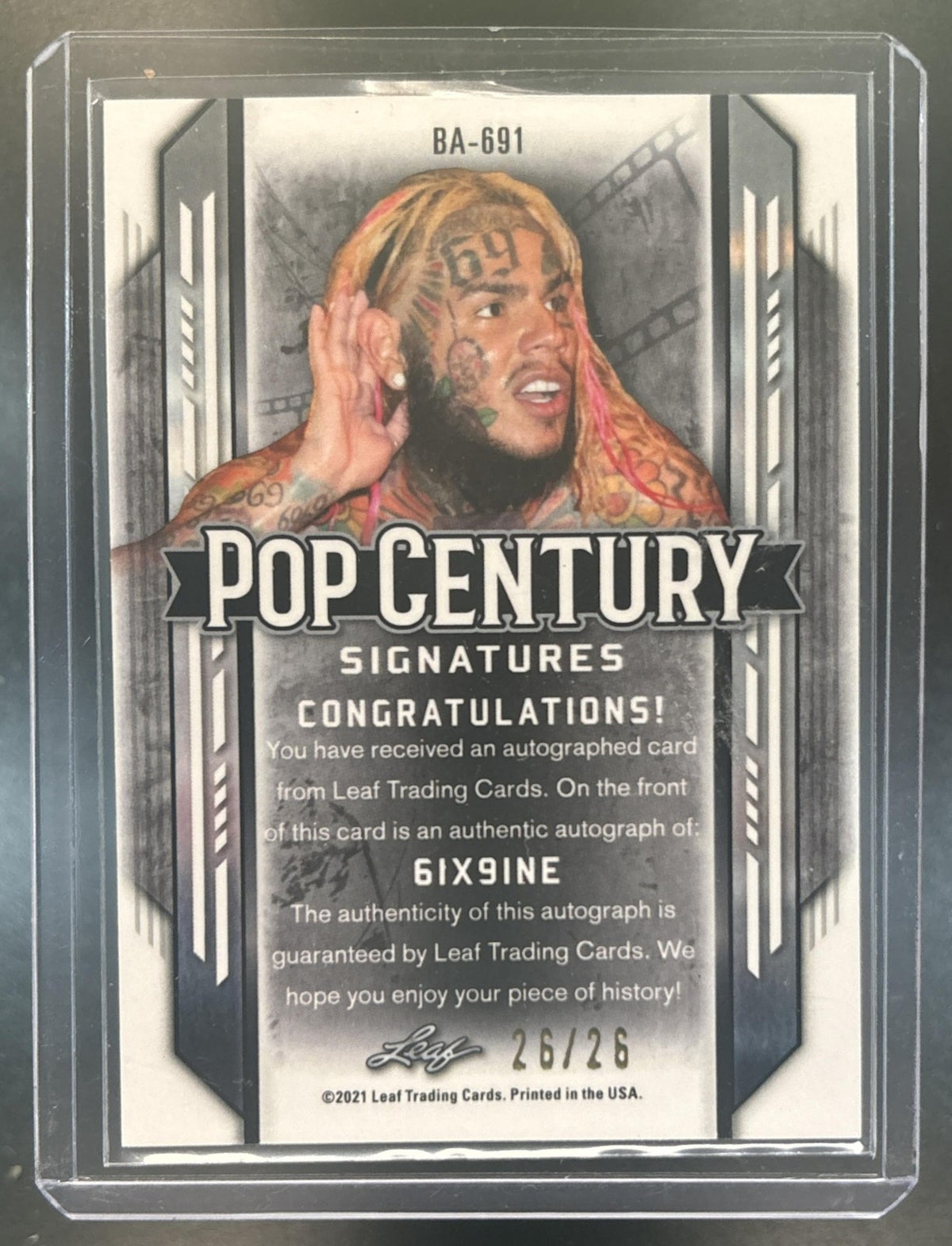 2021 Leaf Metal Pop Century 6ix9ine Auto 26/26 #Tekashi69 #Daniel Hernandez