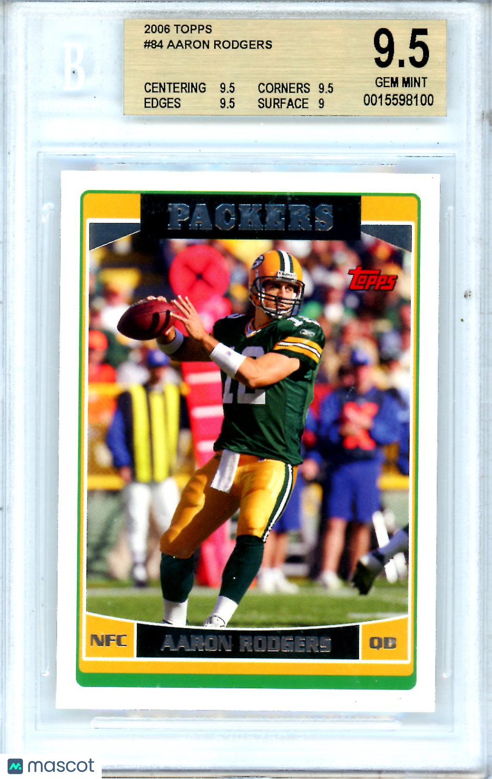 2006 Topps Aaron Rodgers Rookie #84 BGS 9.5 GEM MINT Green Bay Packers