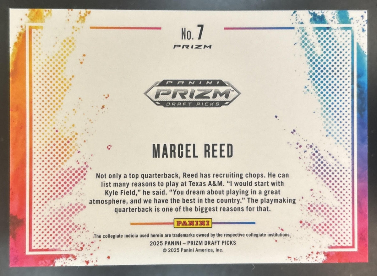 2025 Panini Prizm Draft Picks Marcel Reed Black Color Blast #7 Texas A&M Aggies