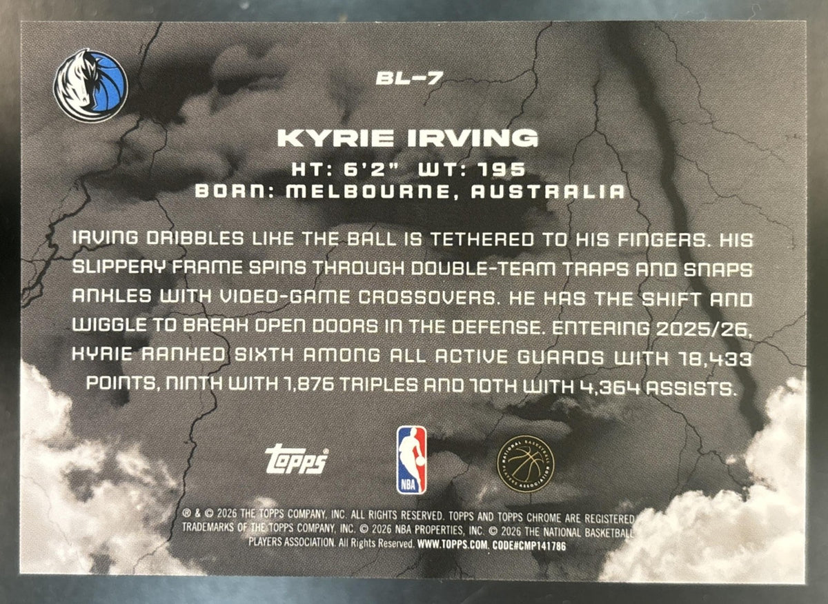 2025-26 Topps Chrome Black Kyrie Irving Lightning #BL-7 SP Dallas Mavericks