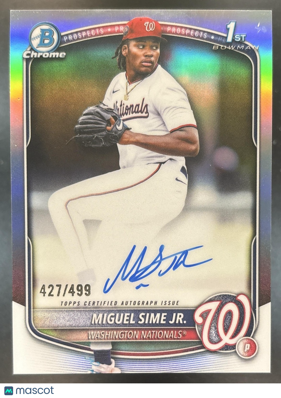 2025 Bowman Draft Miguel Sime Jr. Chrome Auto Refractor /499 1st Prospect