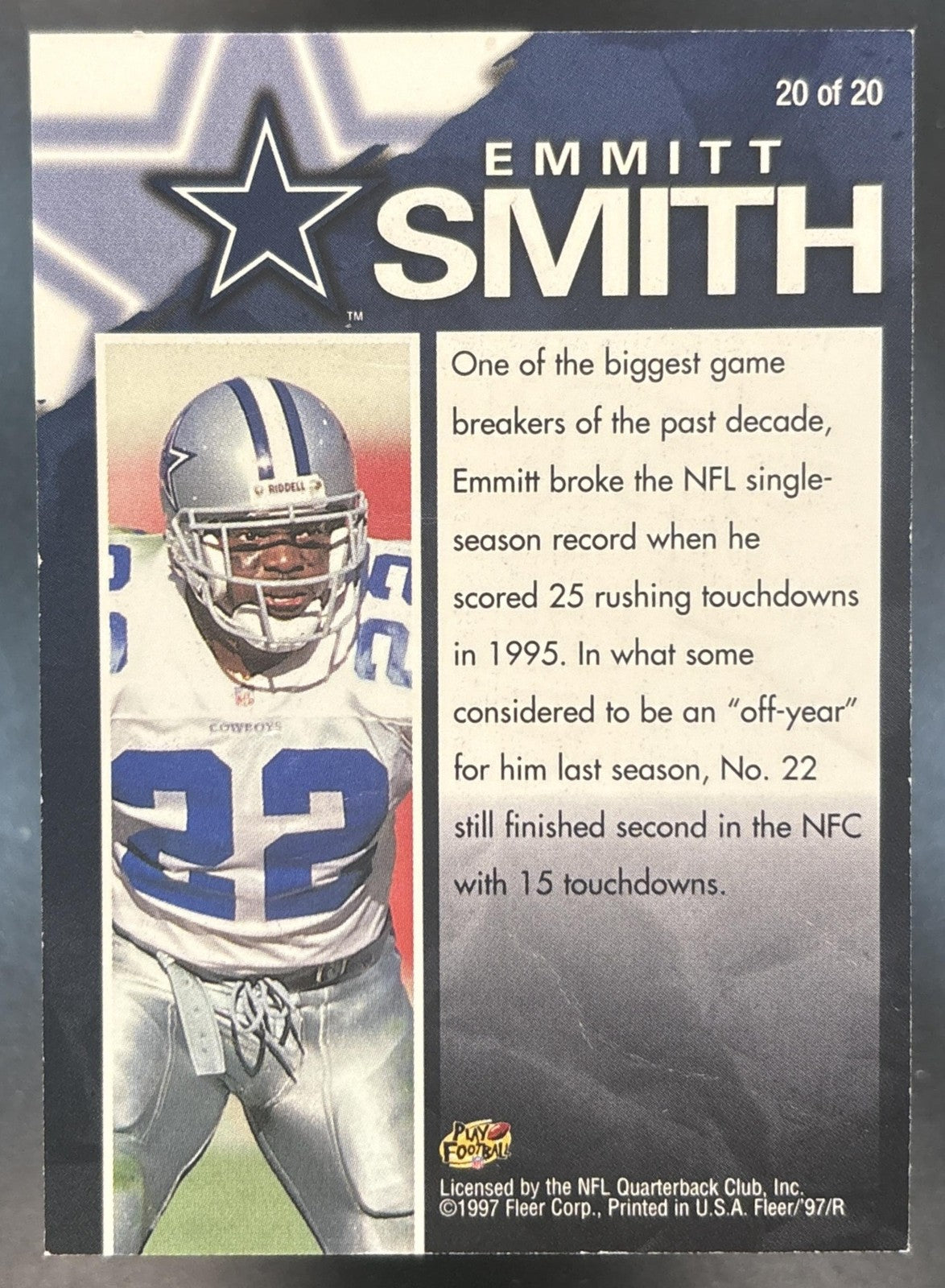 1997 Fleer Emmitt Smith Game Breakers #20 Dallas Cowboys