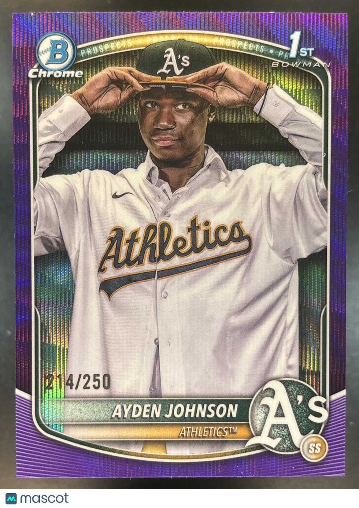 2025 Bowman Chrome Ayden Johnson Purple Wave /250 #BCP-197 1st Prospect