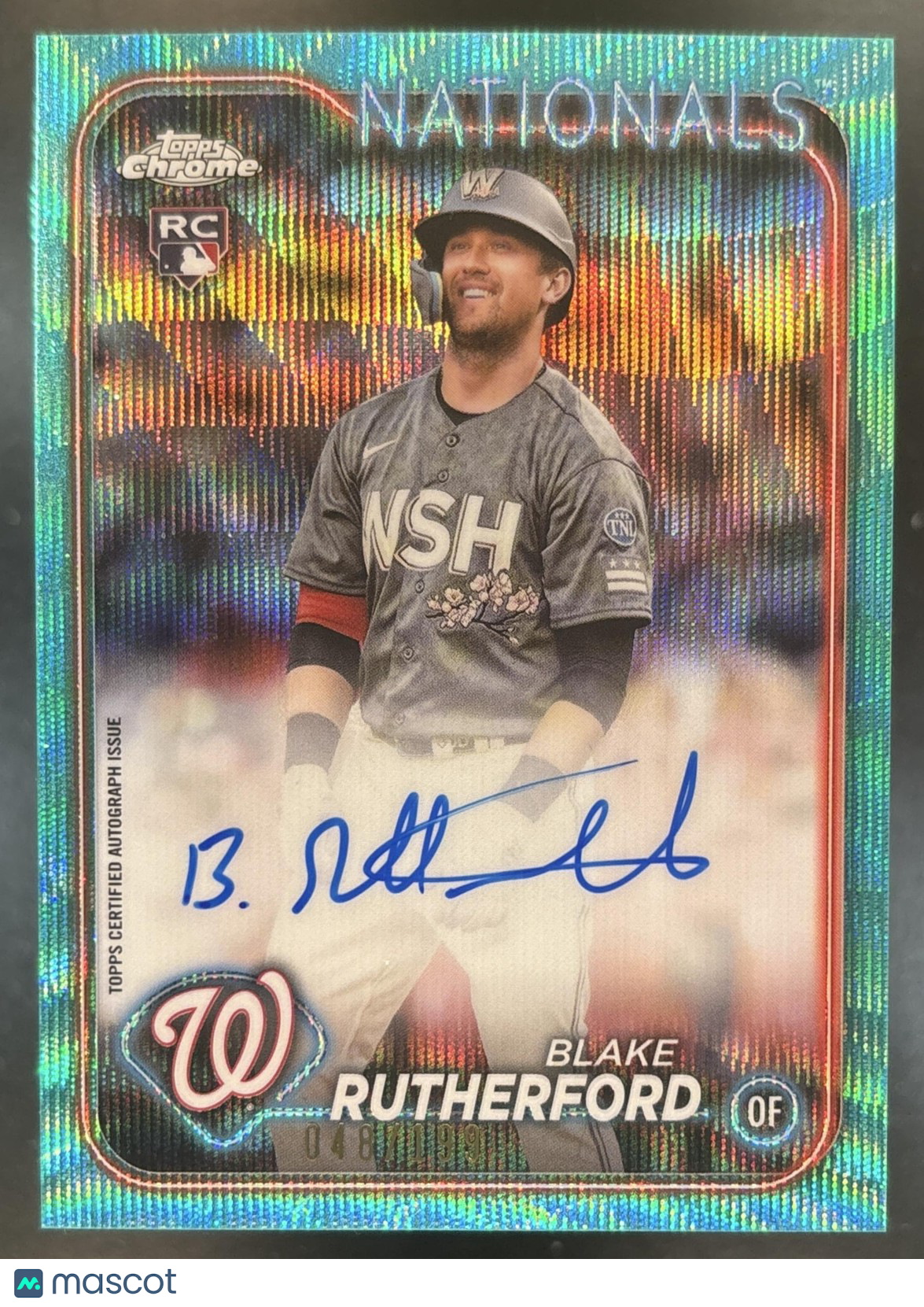 2024 Topps Chrome Blake Rutherford Rookie Auto Aqua Wave /199 RC Nationals