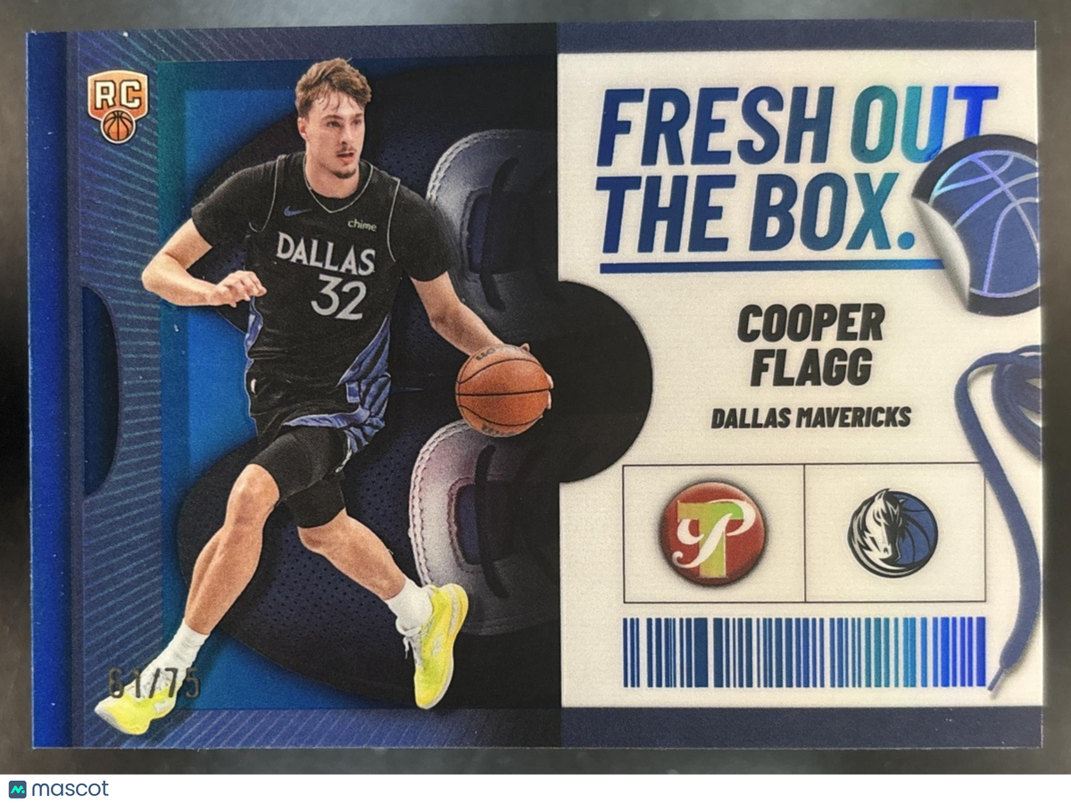 2025-26 Topps Pristine Cooper Flagg Fresh Out of the Box Blue /75 RC Mavericks