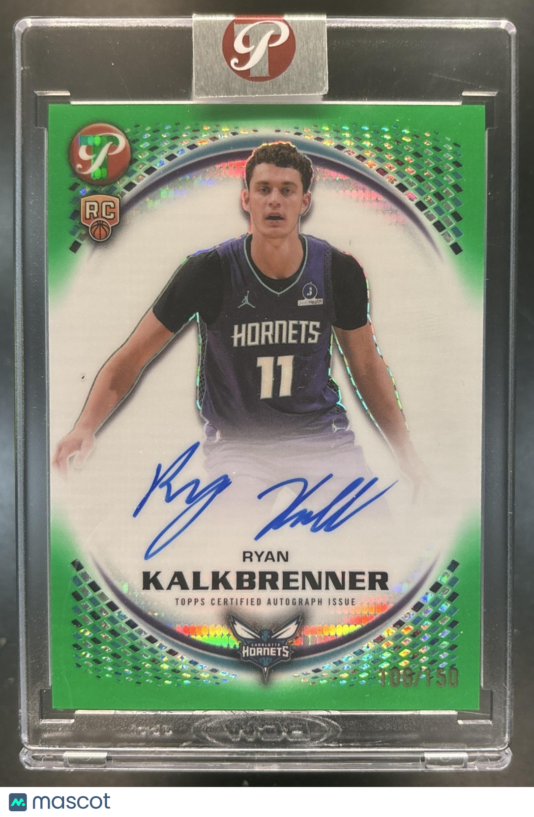 2025-26 Topps Pristine Ryan Kalkbrenner Auto Green /150 RC Charlotte Hornets