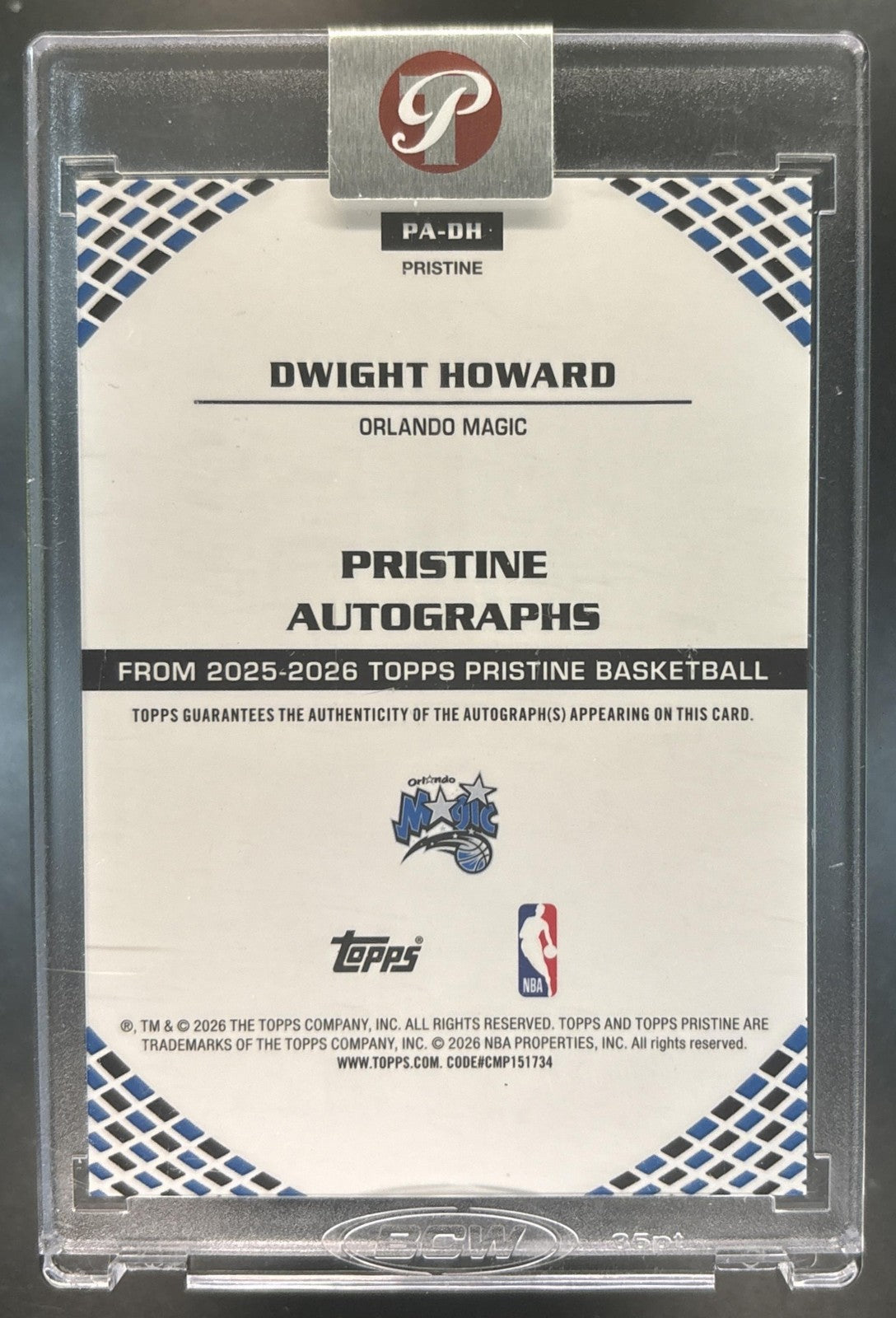 2025-26 Topps Pristine Dwight Howard Auto #PA-DH Orlando Magic
