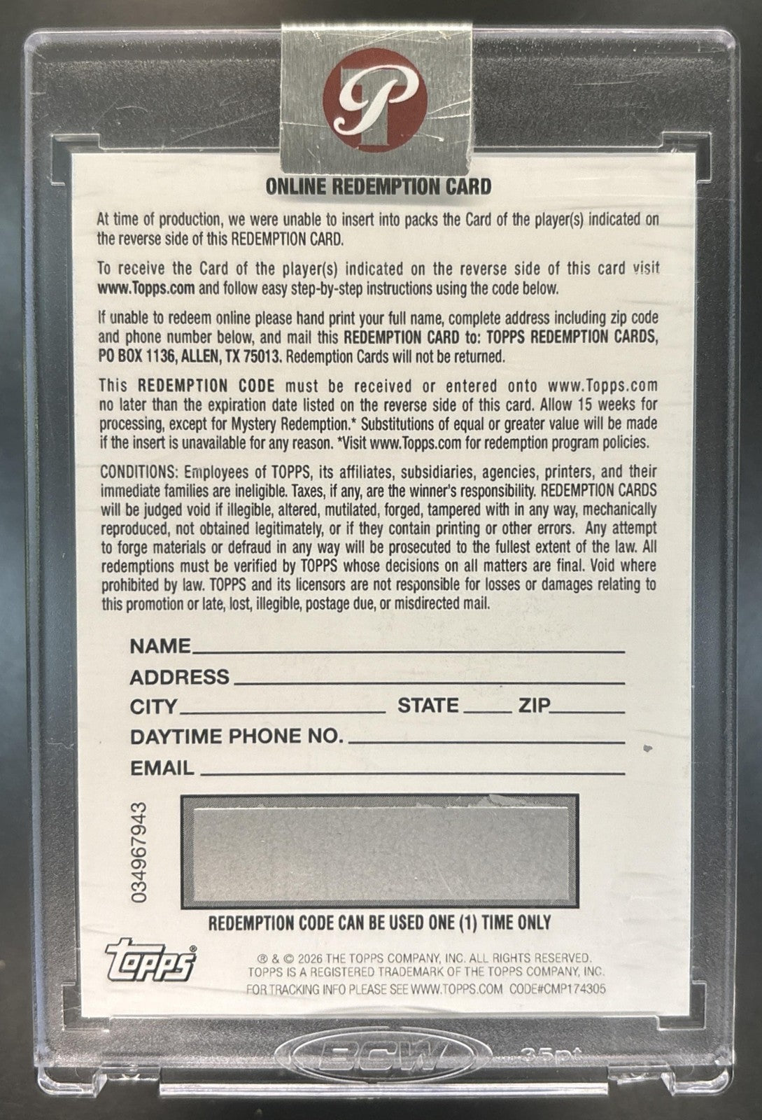 2025-26 Topps Pristine Chet Holmgren Pieces Auto Relics Blue REDEMPTION MEM