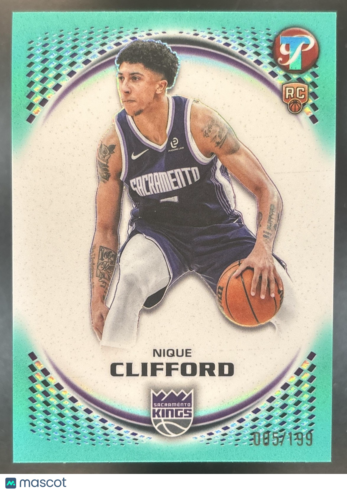 2025-26 Topps Pristine Nique Clifford Aqua /199 #133 RC Sacramento Kings