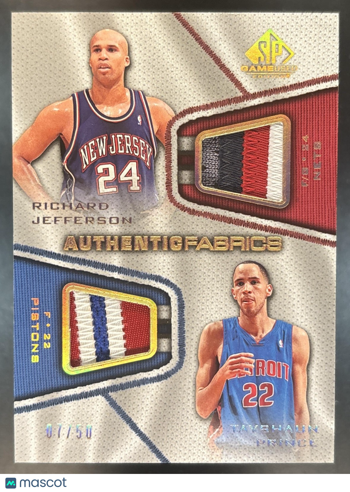 2007-08 SP Game Used Richard Jefferson Tayshaun Prince Fabrics Dual Patch /50