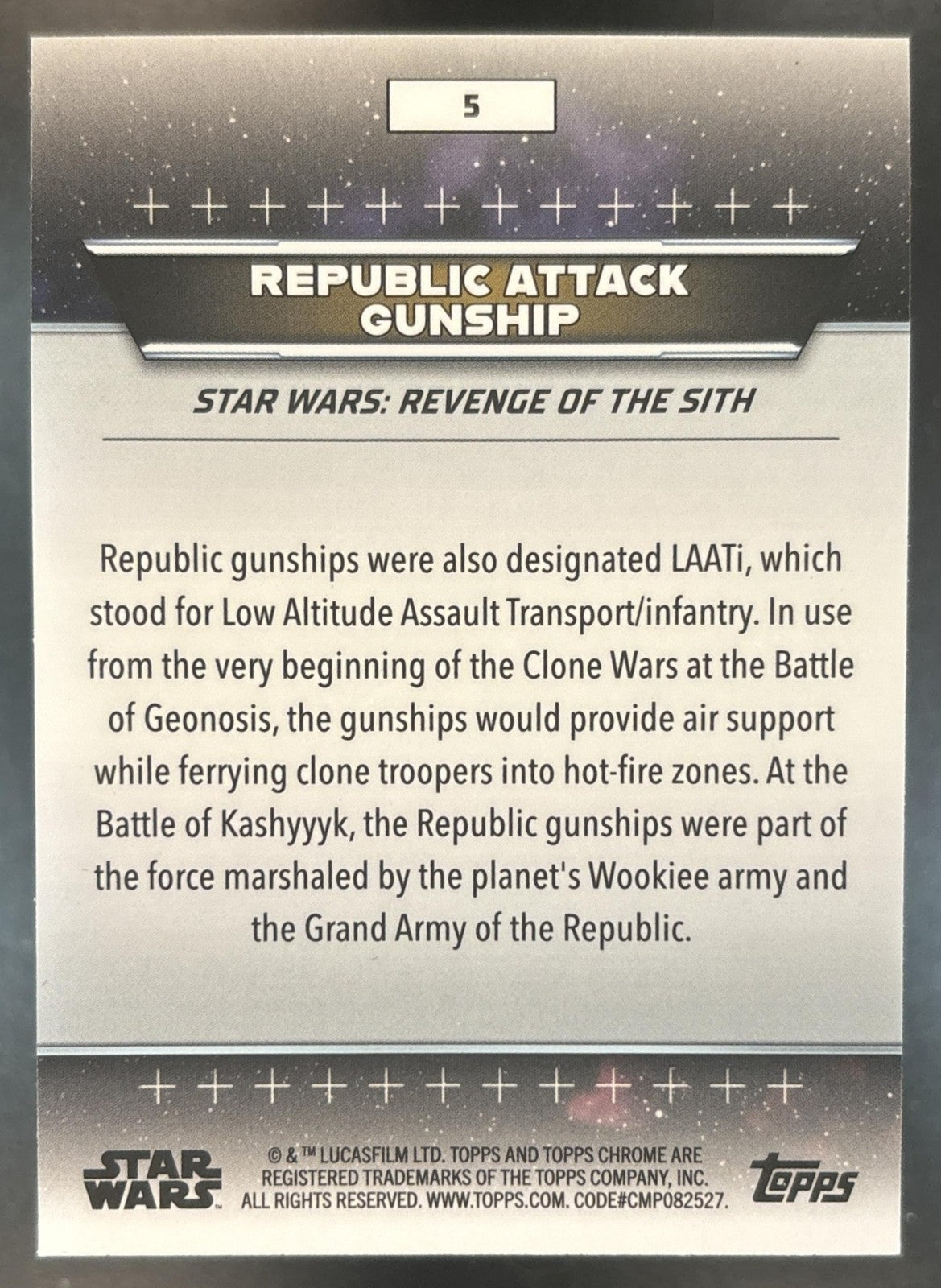 2024 Topps Star Wars Hyperspace Republic Attack Gunship Aqua Refractor /199 #5