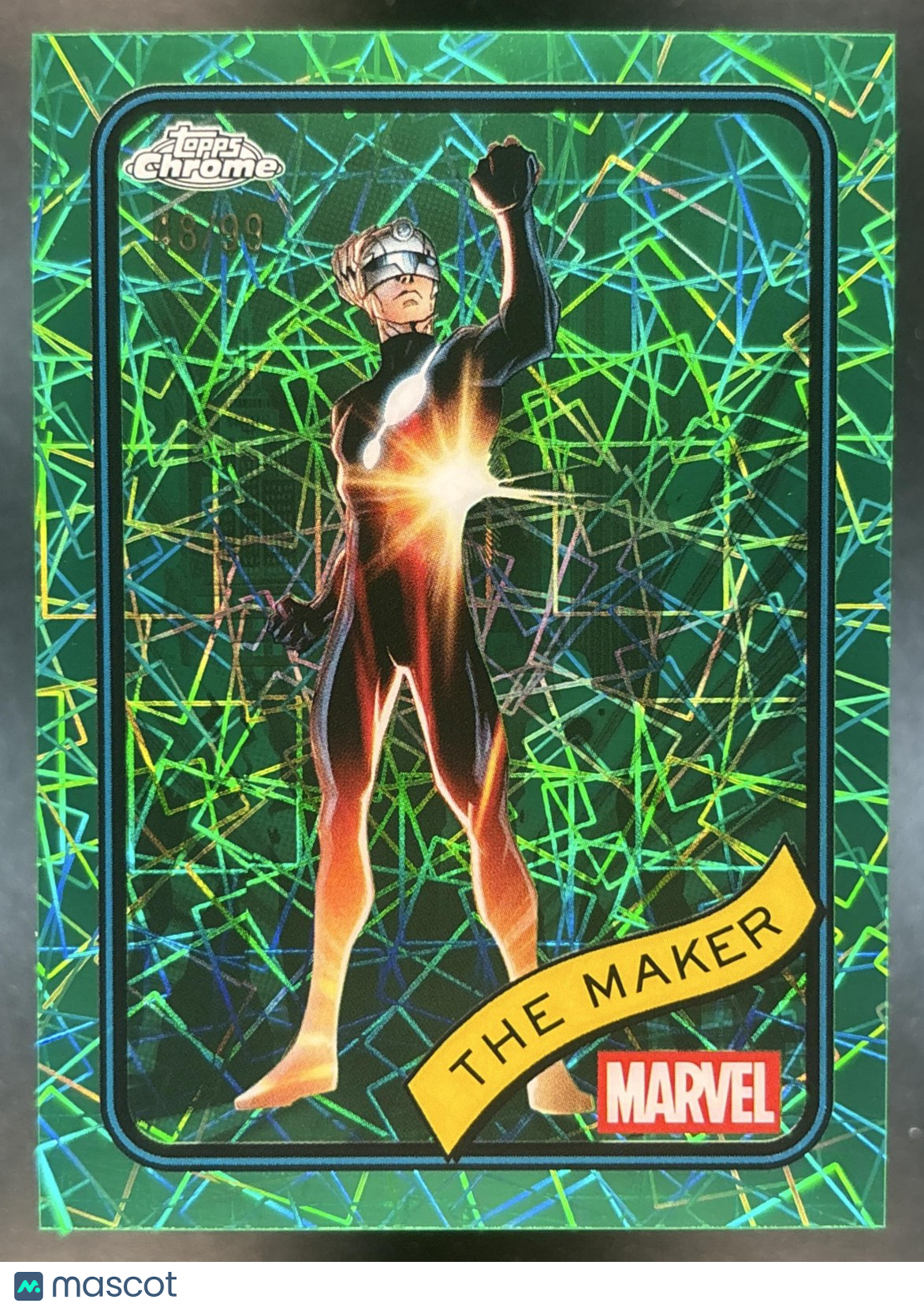 2025 Topps Chrome Marvel The Makers Hulk Green Lazer Refractor /99 #74