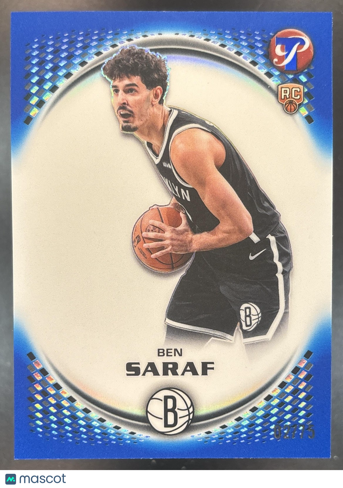 2025-26 Topps Pristine Ben Saraf Blue Refractor /75 #134 RC Brooklyn Nets