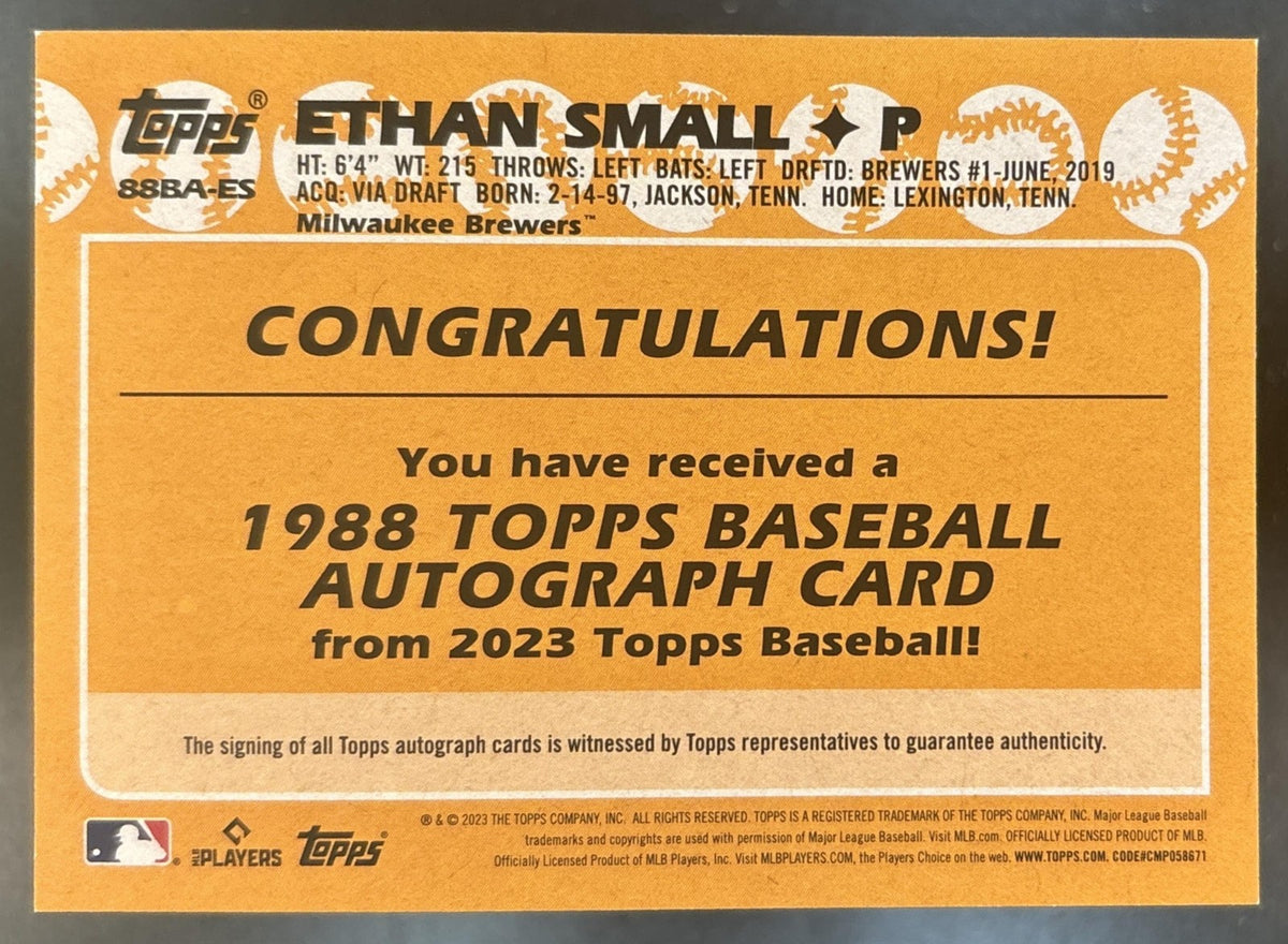 2023 Topps Ethan Small 1988 Baseball 35th Anniversary Auto RC Milwaukee Brewers