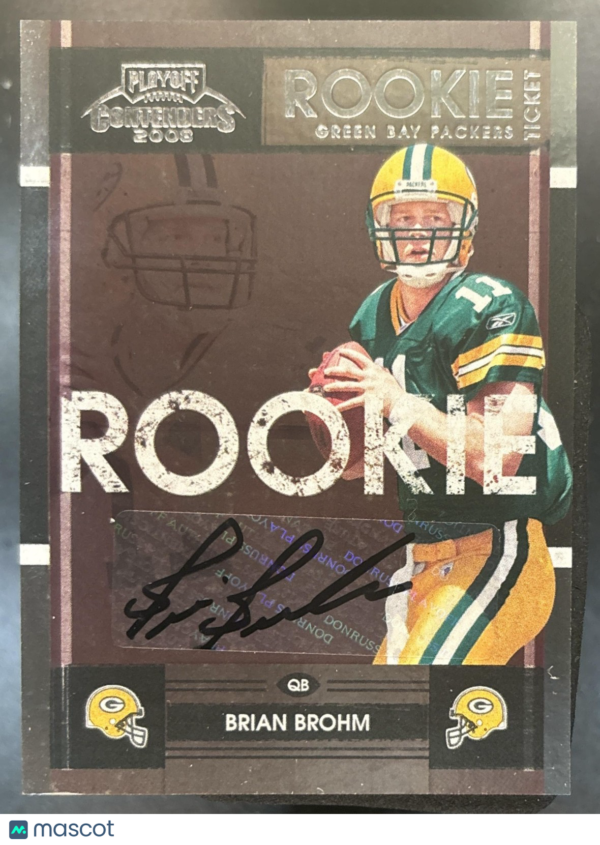2008 Playoff Contenders Brian Brohm #110 RC Auto Green Bay Packers