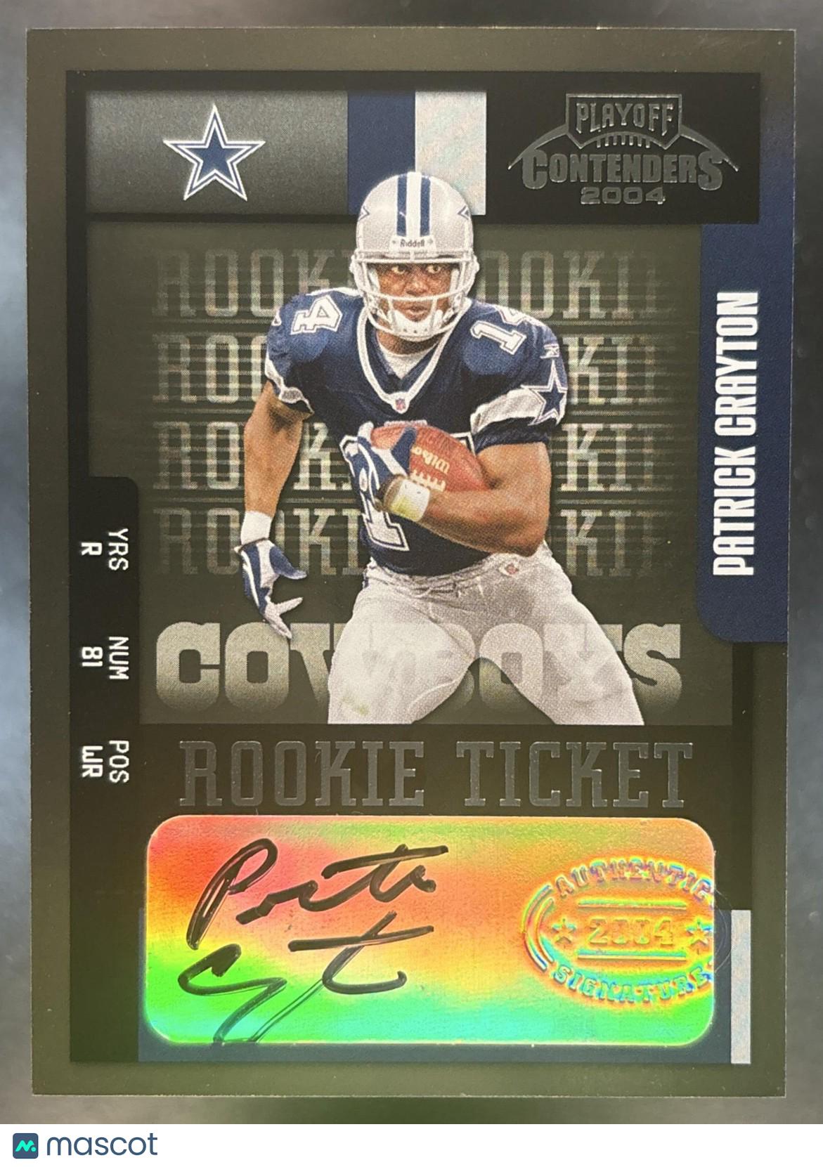 2004 Playoff Contenders Patrick Crayton #189 RC Auto Dallas Cowboys