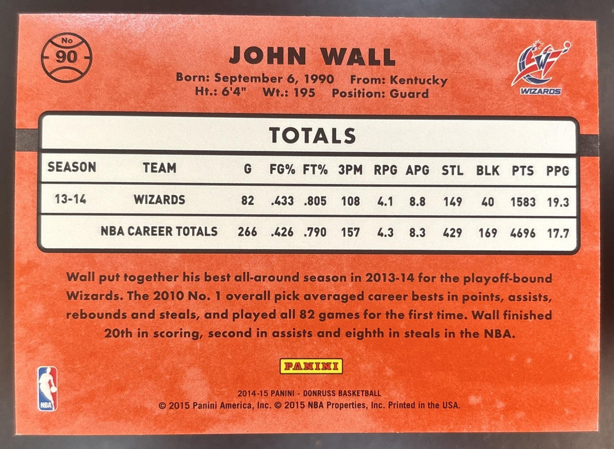 2014-15 Panini Donruss John Wall Stat Line Career /177 #90 Washington Wizards
