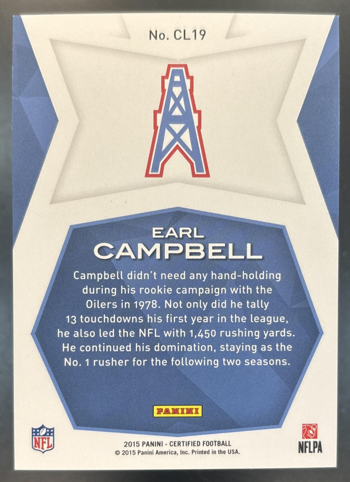 2015 Panini Certified Earl Campbell Legends Mirror Red /199 #CL19