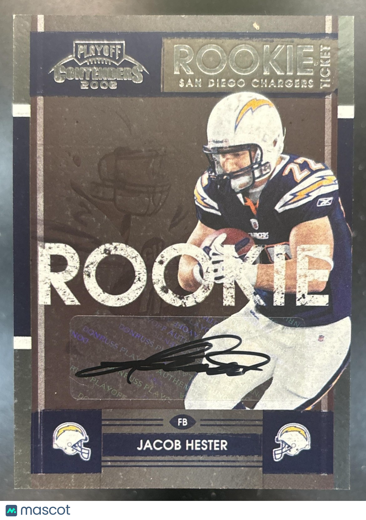 2008 Playoff Contenders Jacob Hester #142 RC Auto San Diego Chargers