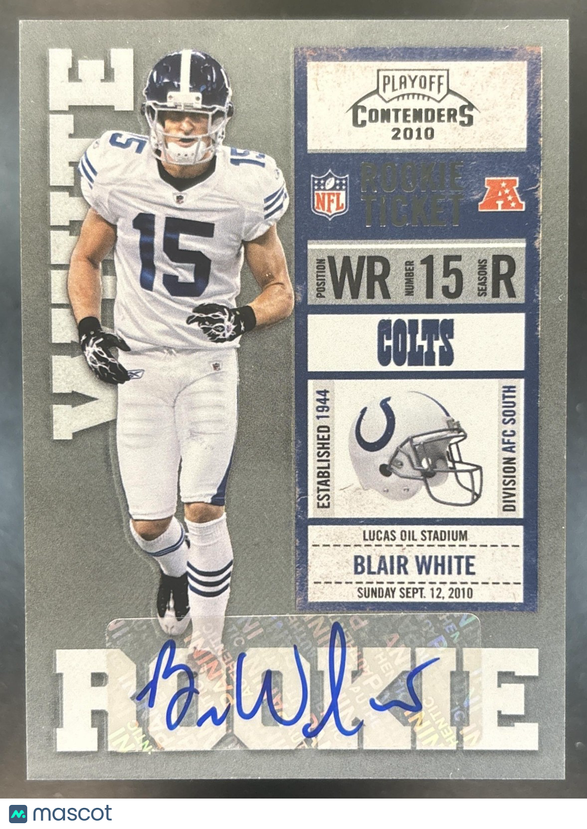 2010 Panini Playoff Contenders Blair White #106 RC Auto Indianapolis Colts