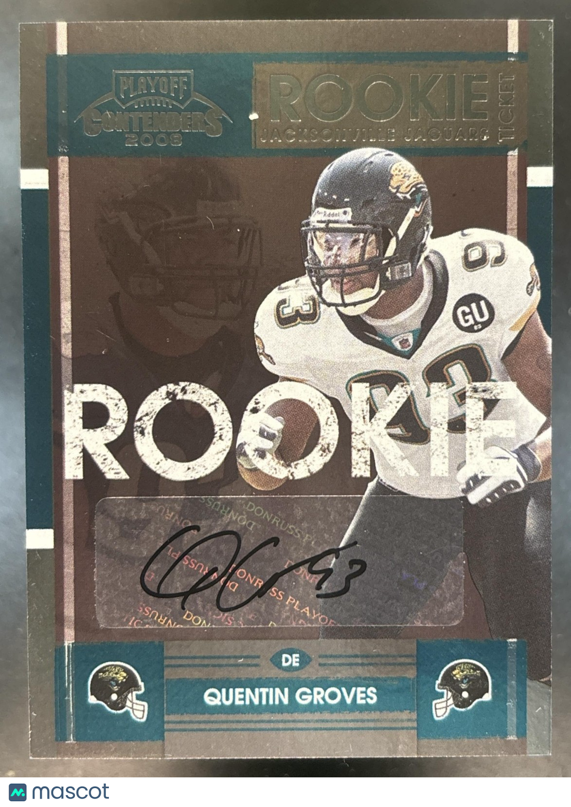 2008 Playoff Contenders Quentin Groves #186 RC Auto Jacksonville Jaguars