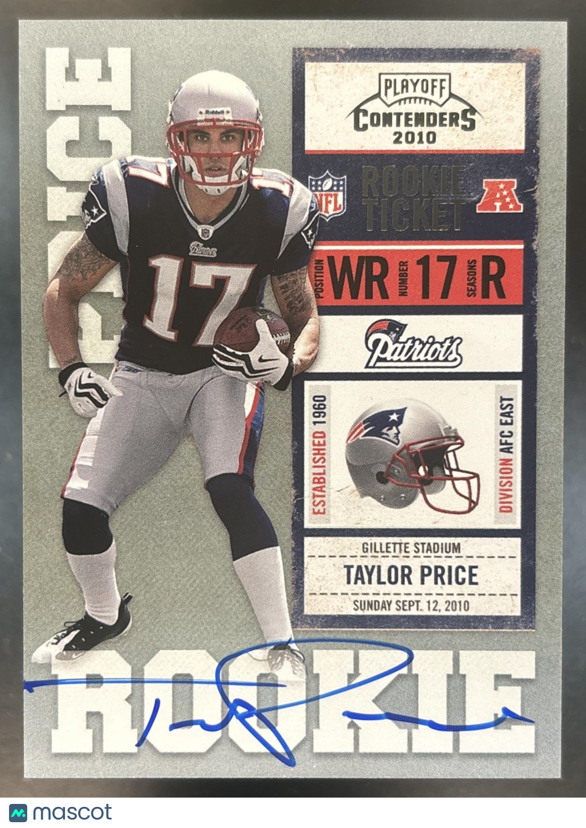 2010 Panini Playoff Contenders Taylor Price #233a RC Auto New England Patriots