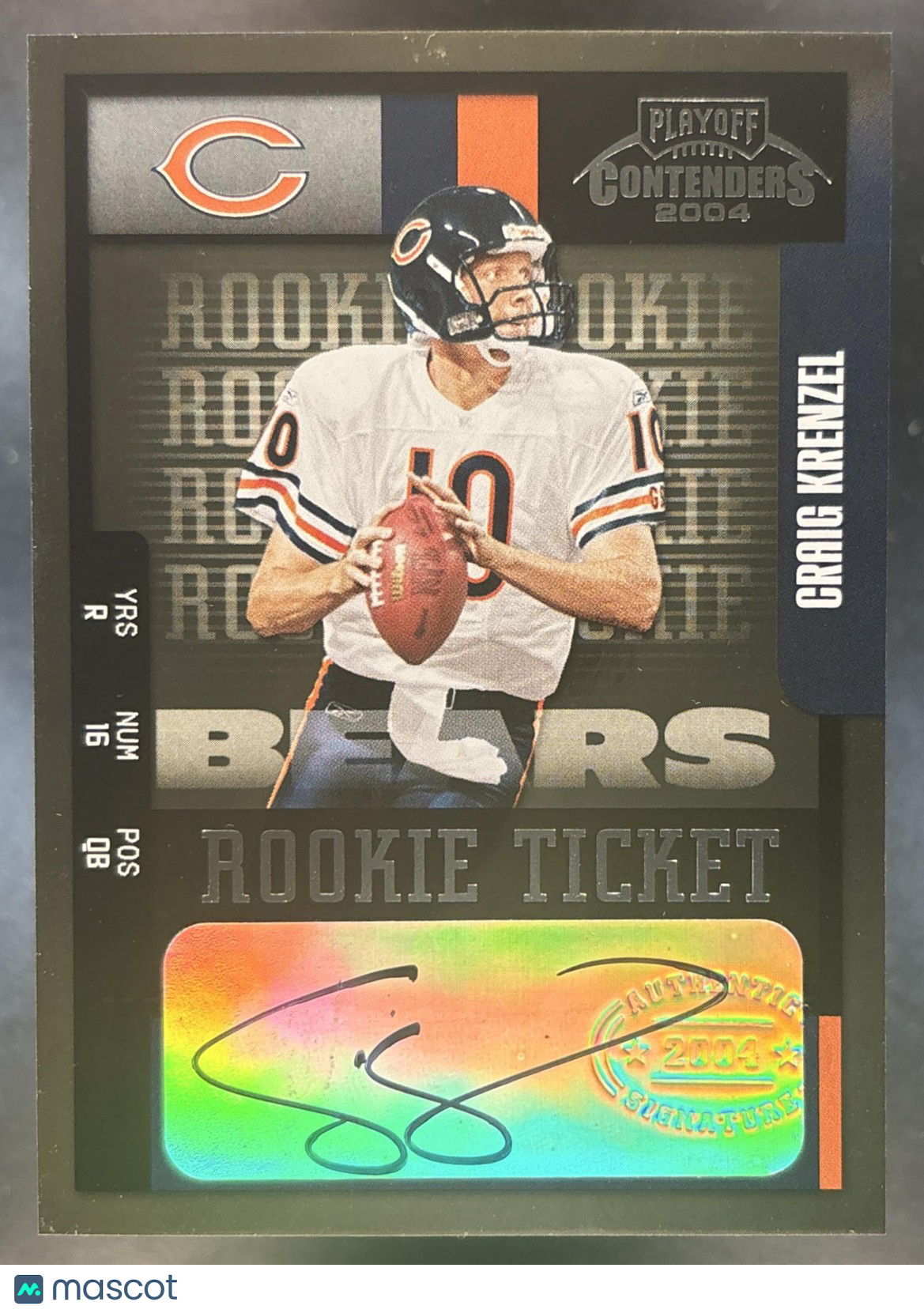2004 Playoff Contenders Craig Krenzel #119 RC Auto Chicago Bears