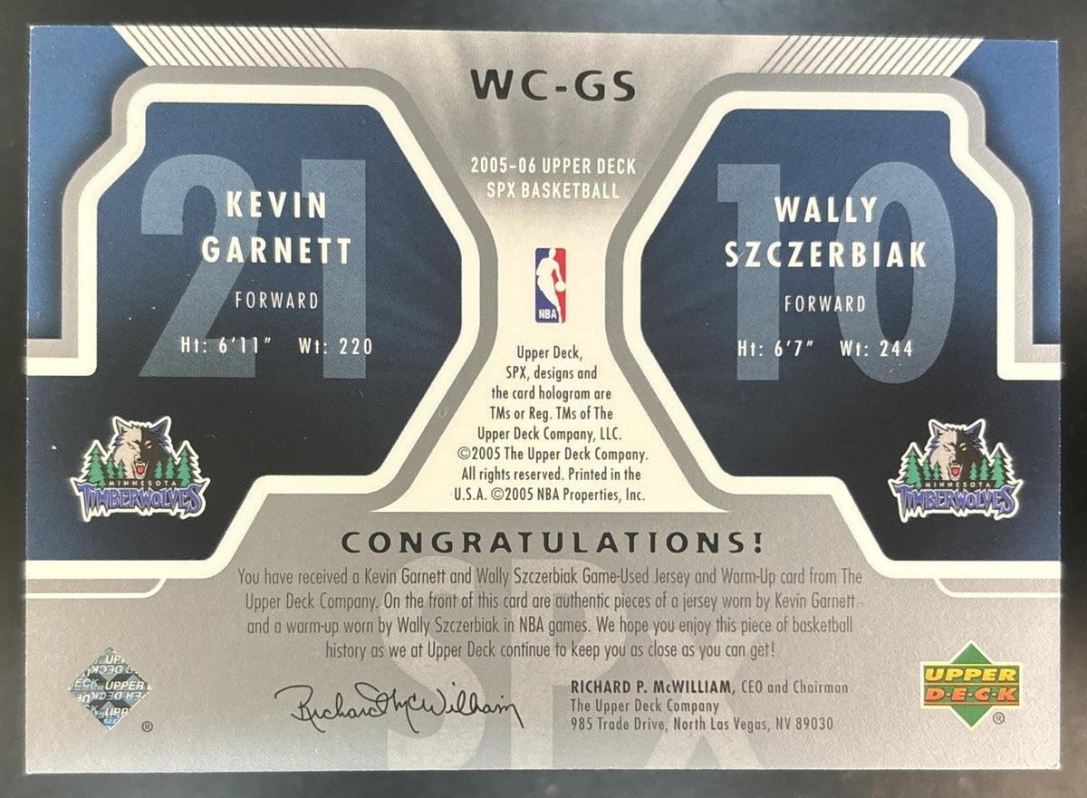 2005-06 SPx Kevin Garnett Wally Szczerbiak Winning Materials Combos WC-GS