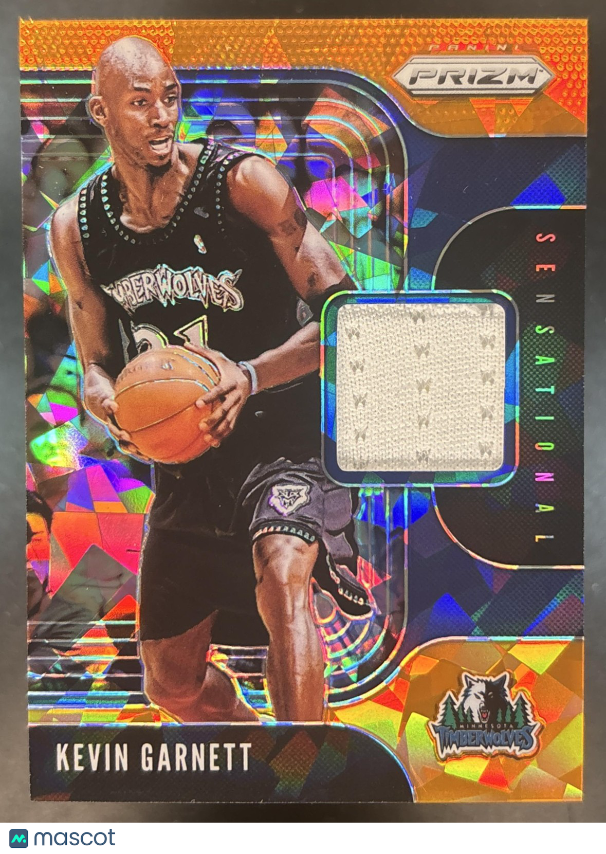 2019-20 Panini Prizm Kevin Garnett Sensational Swatches Prizms Orange MEM