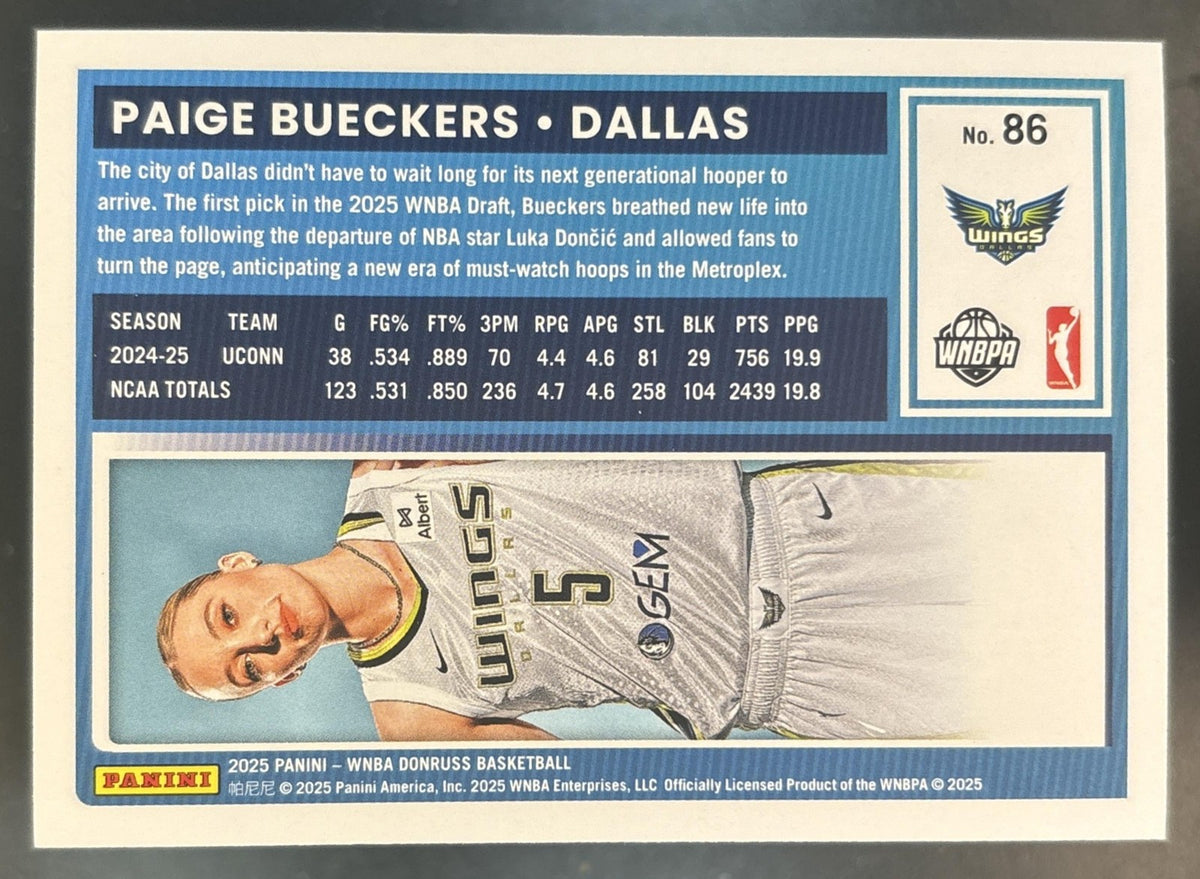 2025 Panini Donruss WNBA Paige Bueckers Rated Rookie #86 RC Dallas Wings