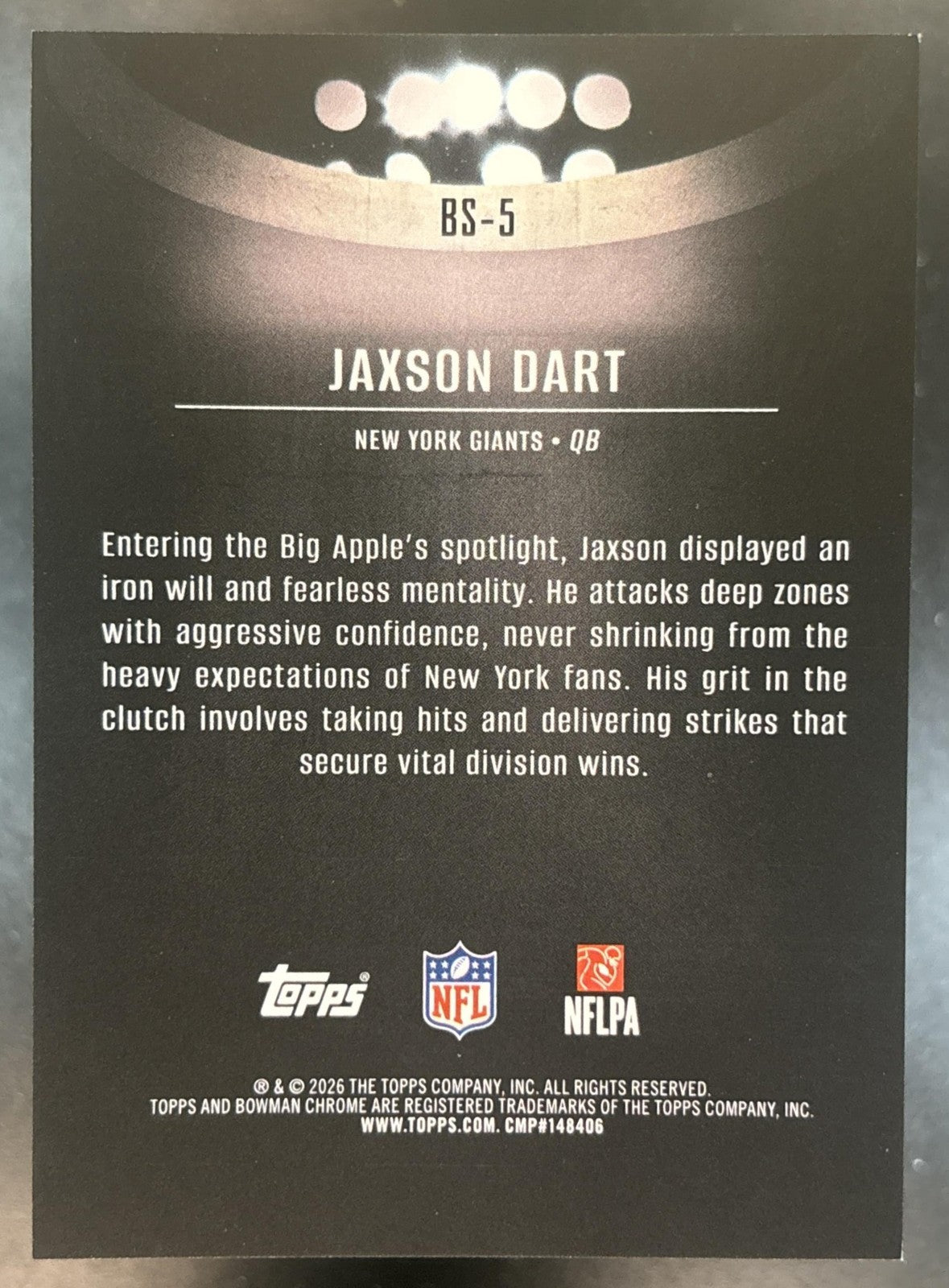 2026 Bowman Jaxson Dart Spotlights NFL #BS-5 SSP New York Giants