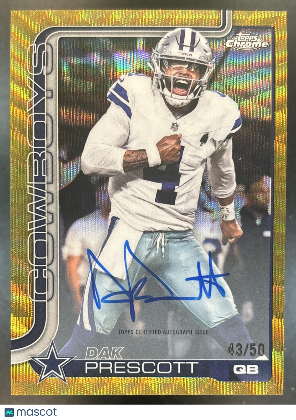 2025 Topps Chrome Dak Prescott Auto Gold Wave /50 #BA-DP Dallas Cowboys