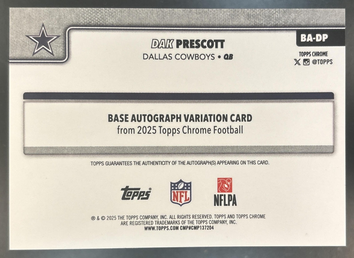 2025 Topps Chrome Dak Prescott Auto Gold Wave /50 #BA-DP Dallas Cowboys