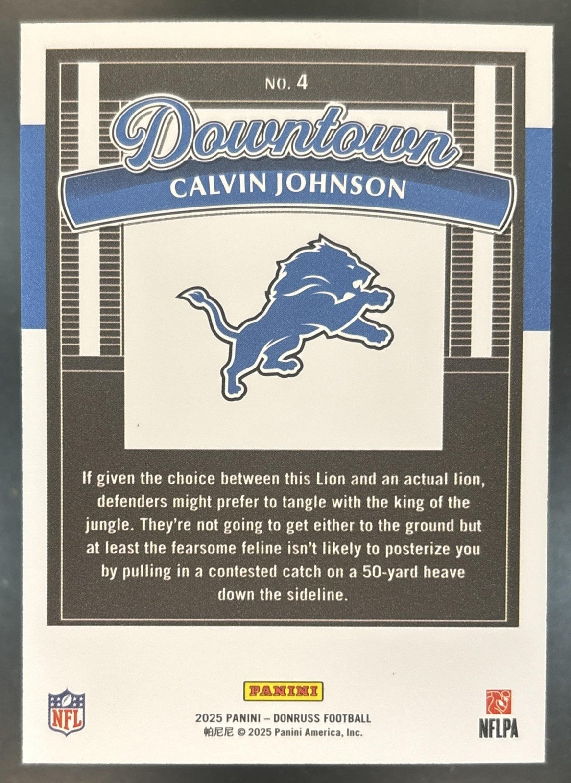 2025 Panini Donruss Calvin Johnson Downtown! SP #4 Detroit Lions
